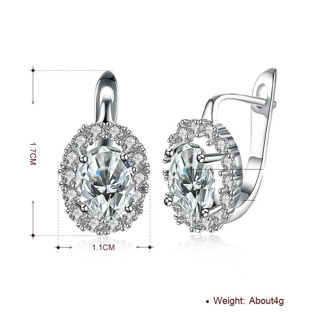 1.00 Ct Oval Cut Paris Style Leverback Earring in 18K White Gold