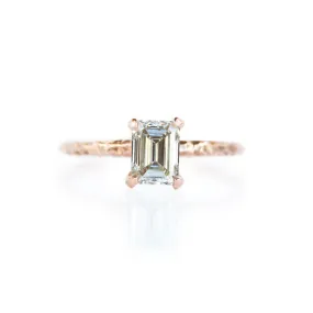 1.01ct Light Champagne Emerald Cut Diamond in Rose Gold Evergreen Solitaire