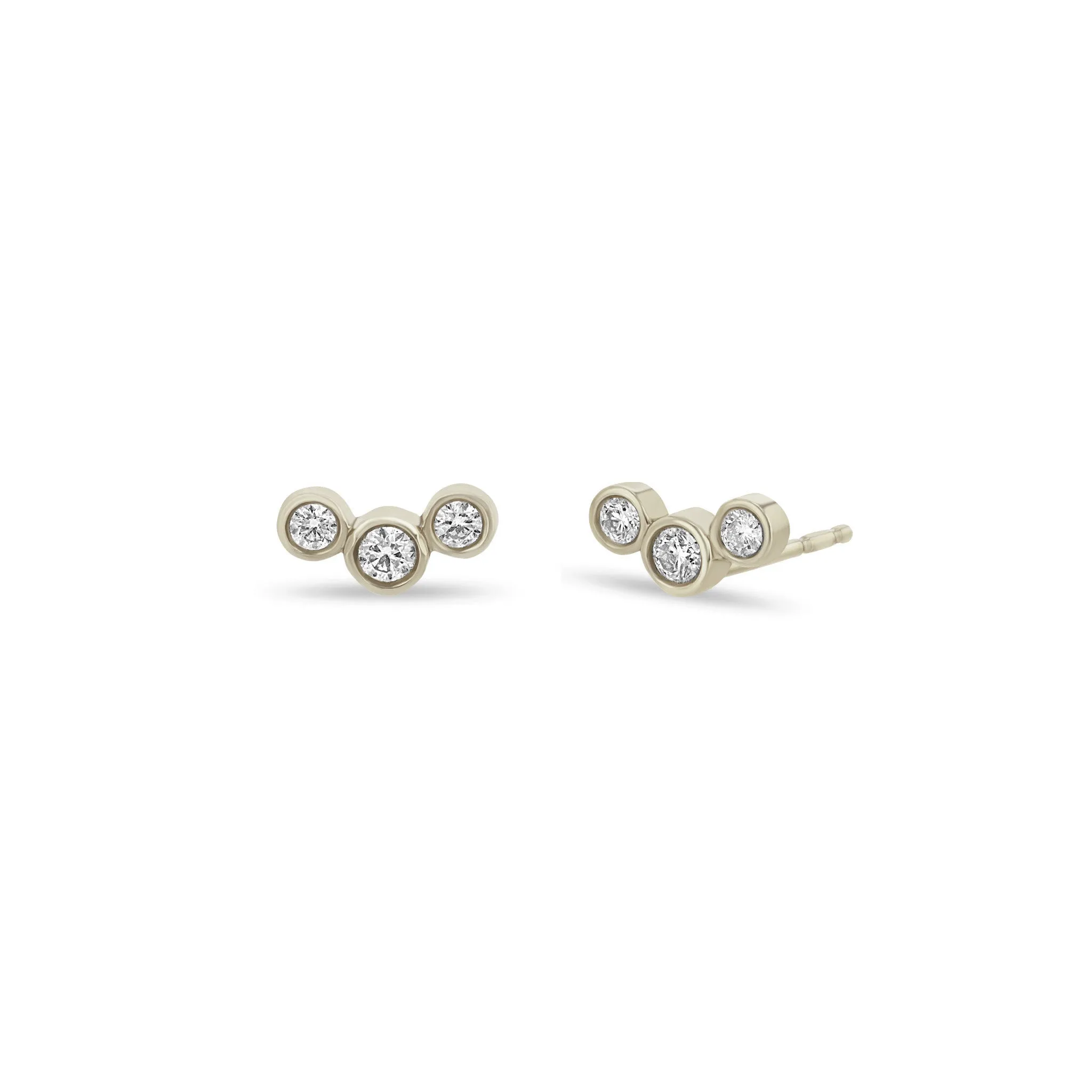 14k 3 Graduated Diamond Bezel Studs