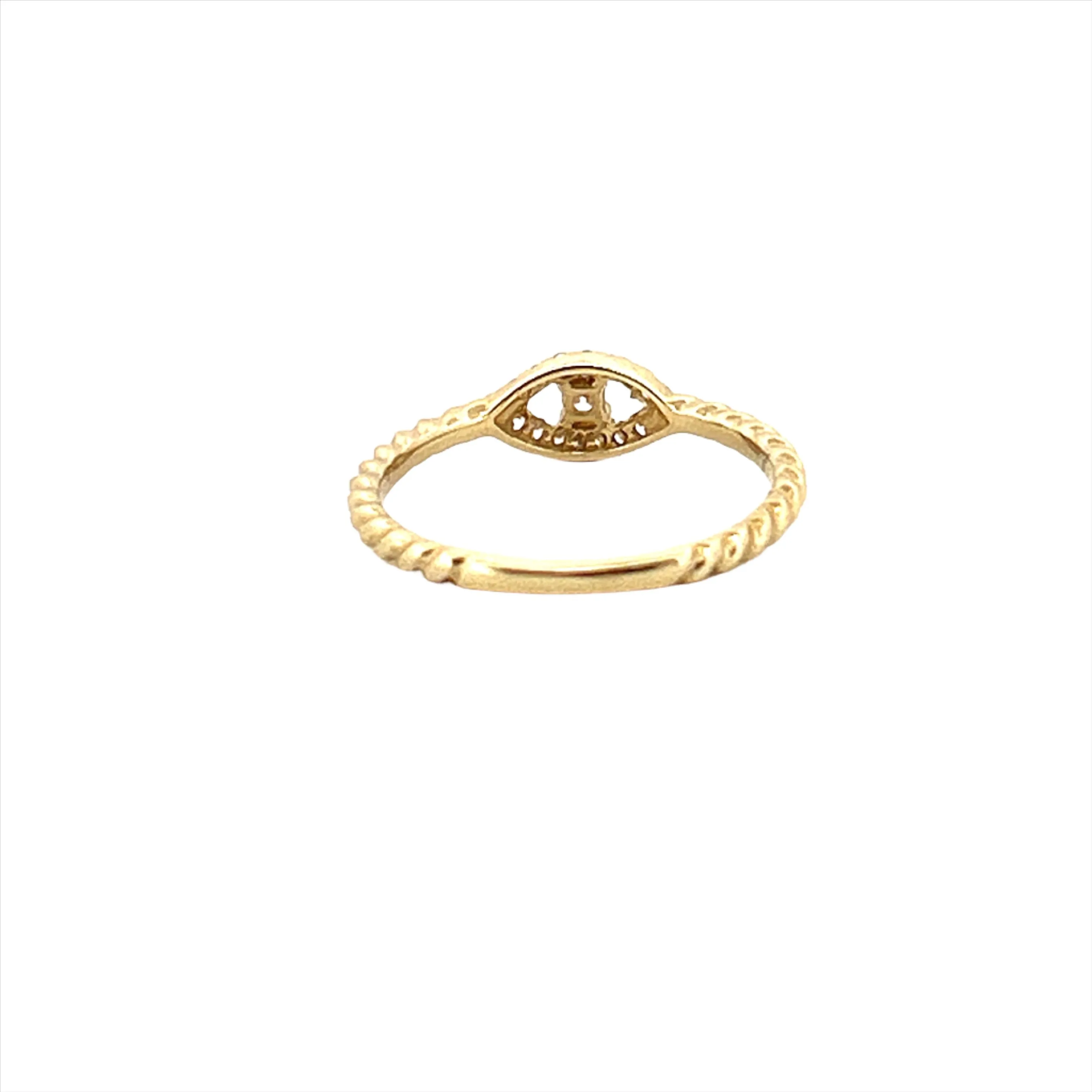 14K Gold Diamond Evil Eye Twisted Band