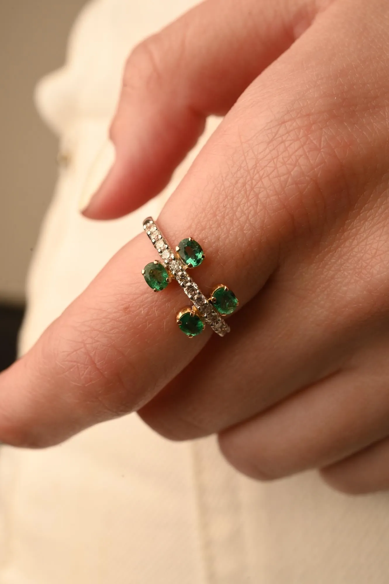 14K Gold Emerald Statement Ring