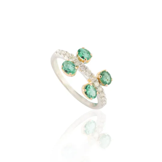 14K Gold Emerald Statement Ring