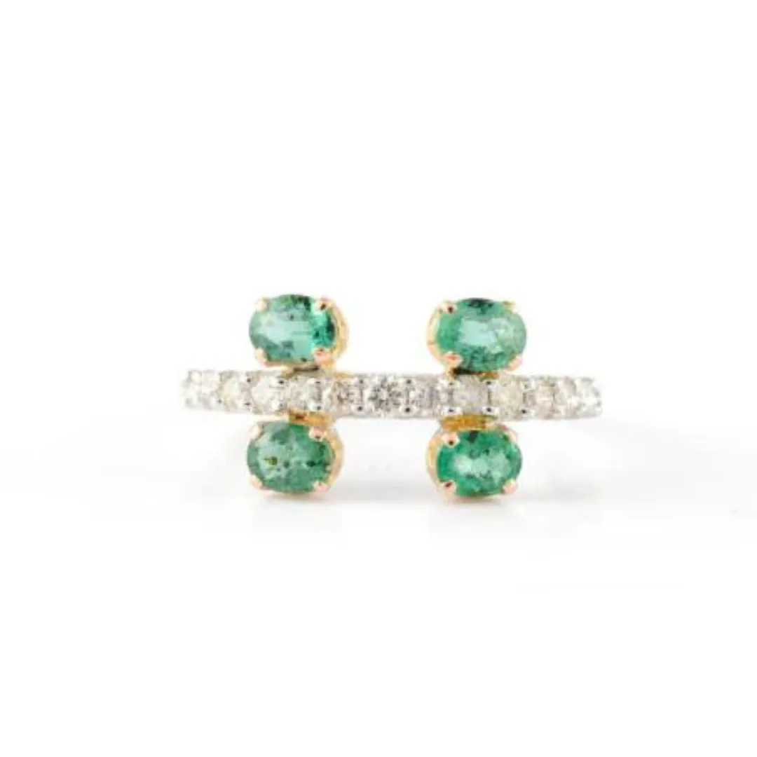 14K Gold Emerald Statement Ring