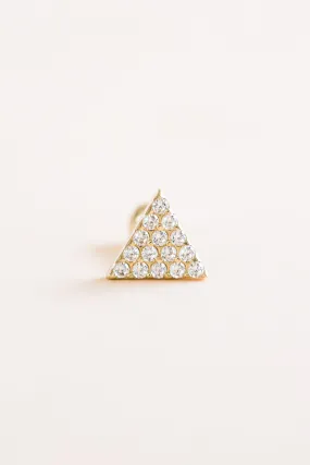 14k Gold Jewelry Big Cz Triangle Barbell Ear Stud Piercing