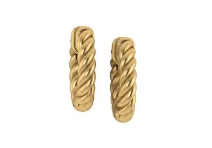 14K Gold Rope Hinged Hoop Earrings