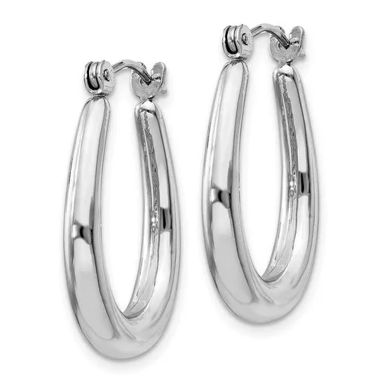 14K W Gold Graduated Oval Hoop Earrings