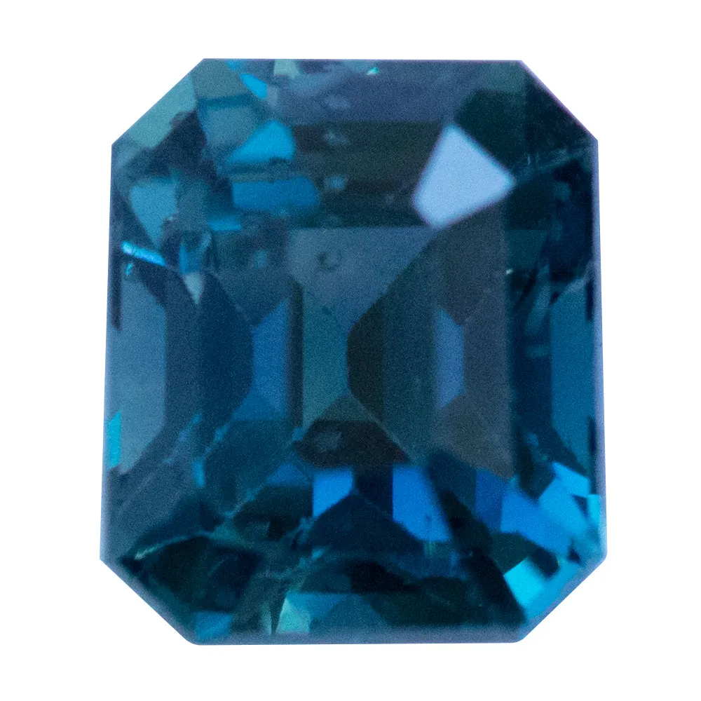 1.54CT EMERALD CUT MADAGASCAR SAPPHIRE, DEEP OCEAN TEAL BLUE, UNHEATED, 6.54X5.43MM