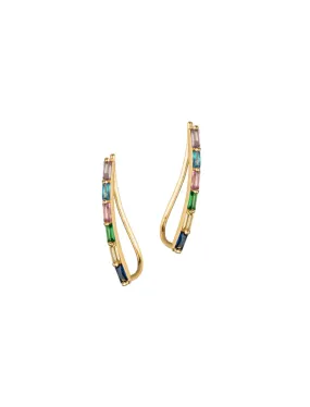 18K Gold Baguette Cuff Earrings