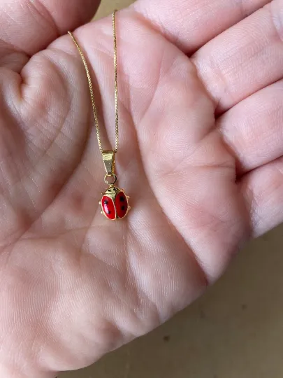 18k Gold Filled Ladybug Enamel Earrings Pendant