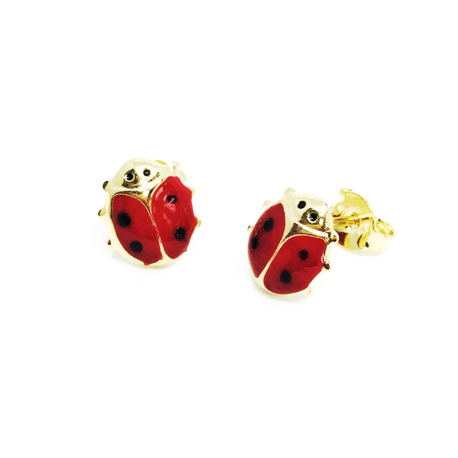 18k Gold Filled Ladybug Enamel Earrings Pendant