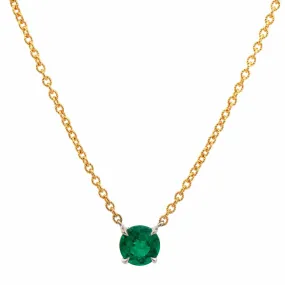 18K Yellow Gold & Platinum Emerald Necklace