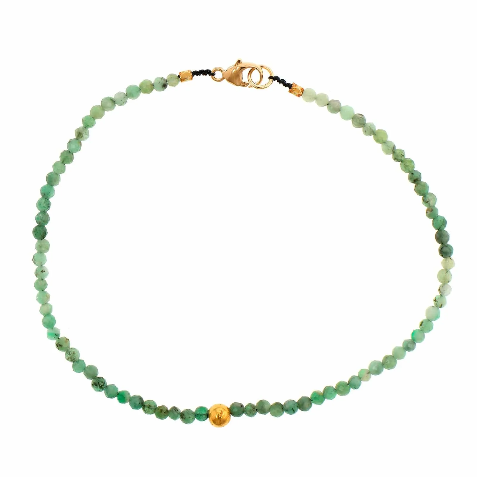 18K Yellow Gold Emerald Beaded Bracelet