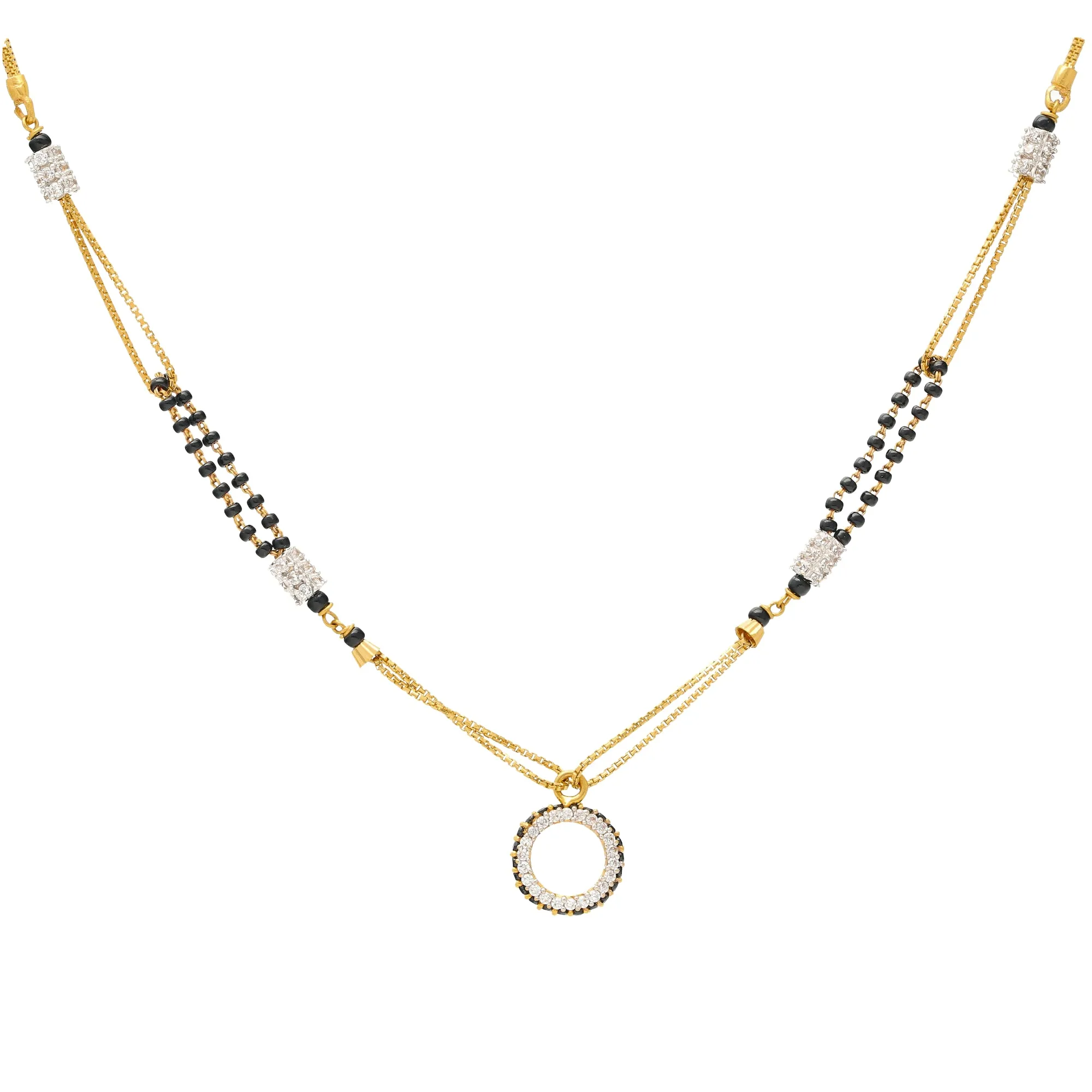 22K Multi-Tone Gold & CZ Mangalsutra Necklace (9.9gm)