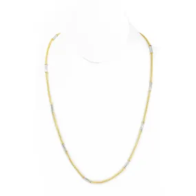 22K Multi Tone Gold Chain W/ Beaded Strand & White Gold Pipe Beads