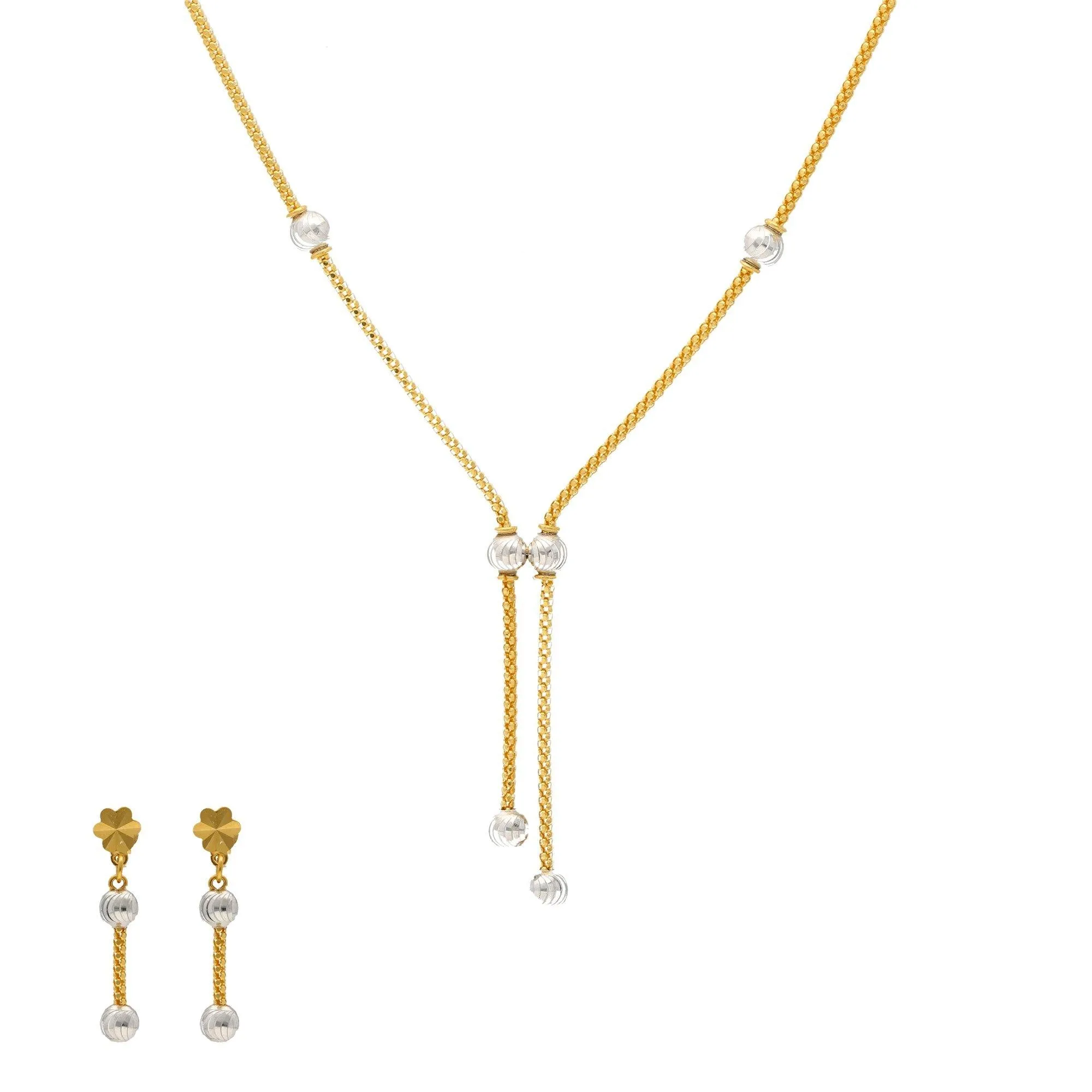 22K Yellow & White Gold Perla Jewelry Set