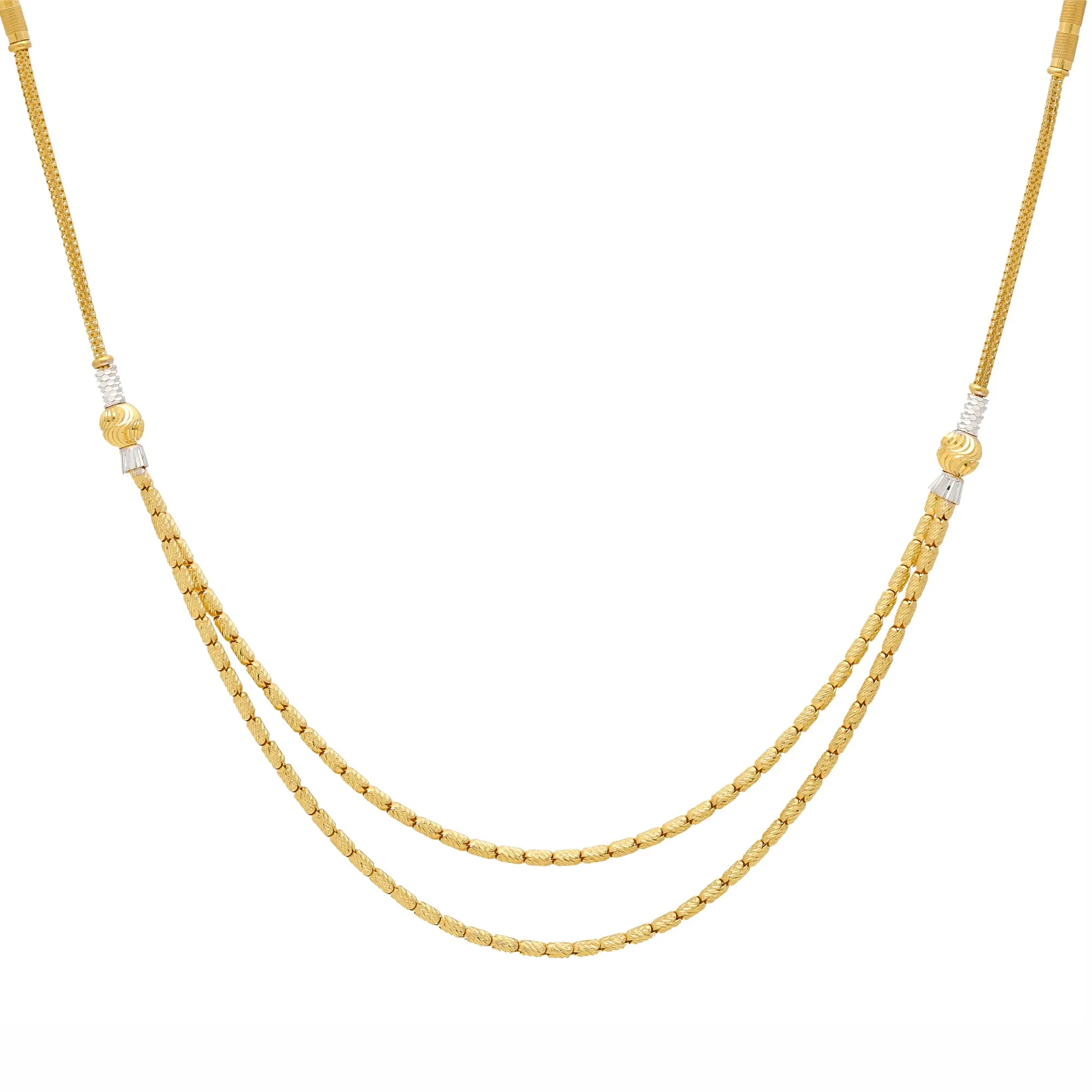 22K Yellow Gold Beaded Chain w/ White Gold Accents (14 grams)