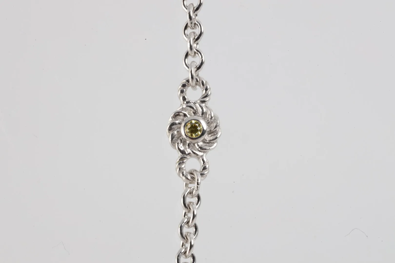 36" Judith Ripka 925 Silver 0.40tcw Yellow Stone Long Station Necklace (16.34g.)