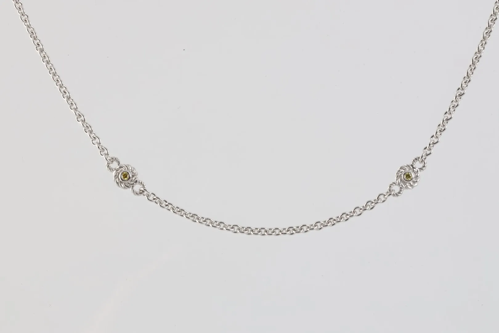 36" Judith Ripka 925 Silver 0.40tcw Yellow Stone Long Station Necklace (16.34g.)