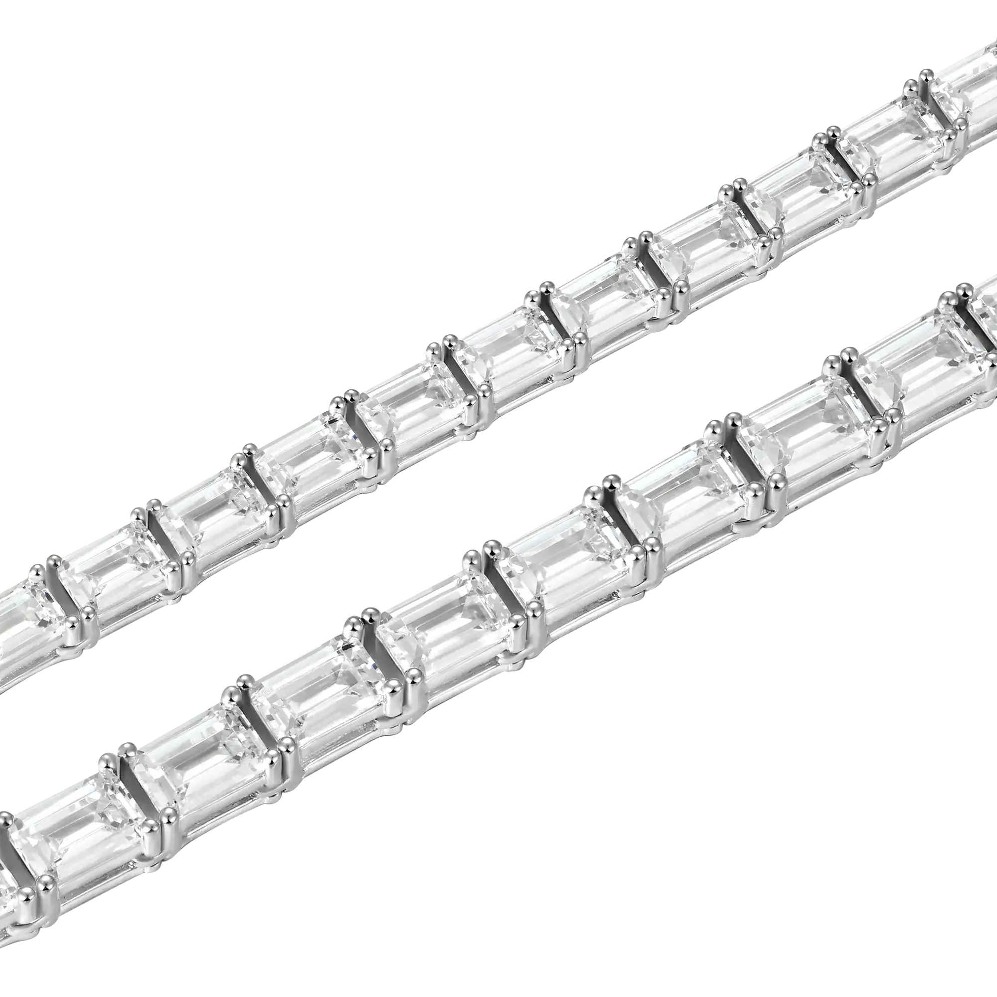 4mm Emerald Cut Tennis Chain   Bracelet Gift Set