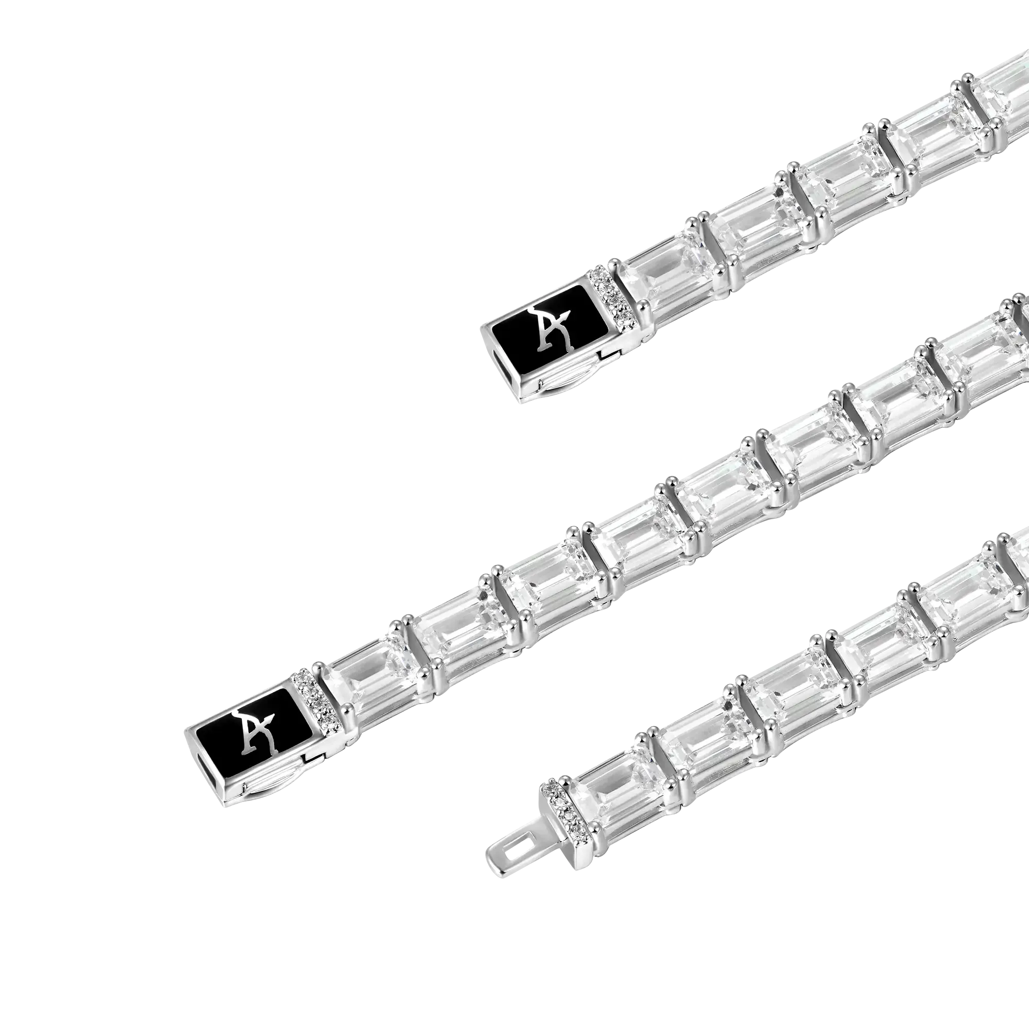 4mm Emerald Cut Tennis Chain   Bracelet Gift Set