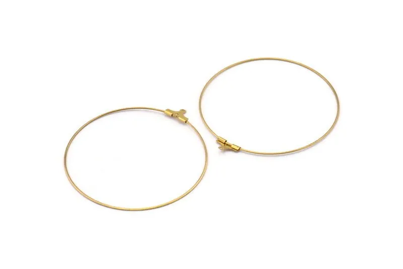 50mm Earring Hoops, 24 Raw Brass Earring Wires  (50mm) E648