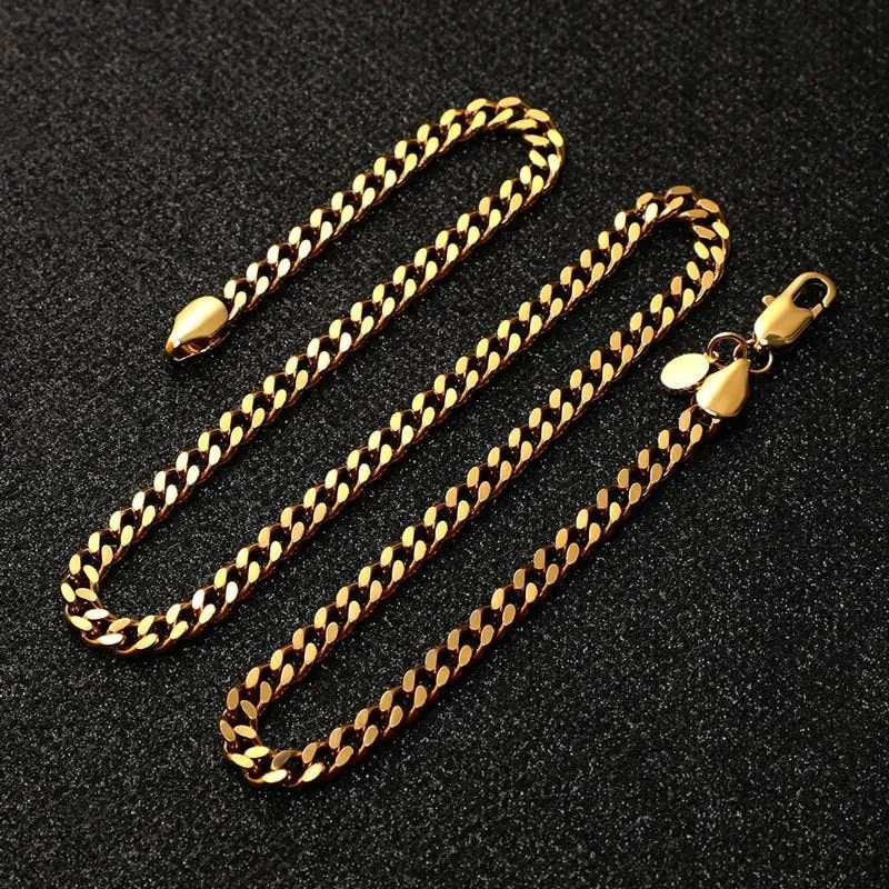 5mm Stainless Steel Cuban Chain in Gold