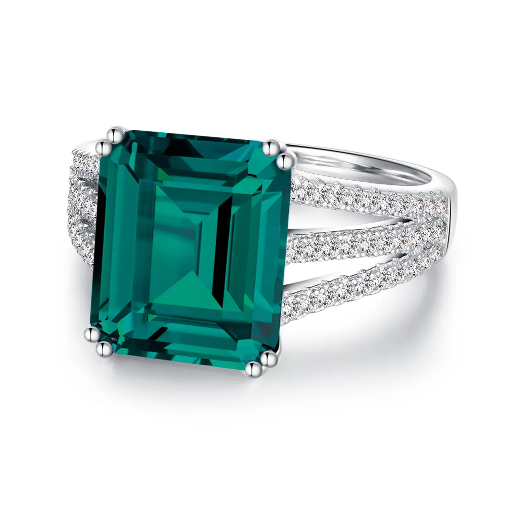 7.5 CT. Three Split Band Emerald Gemstone Ring