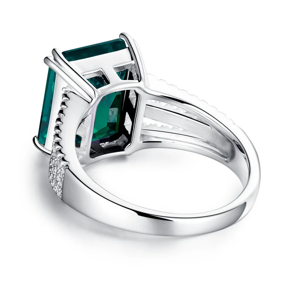 7.5 CT. Three Split Band Emerald Gemstone Ring