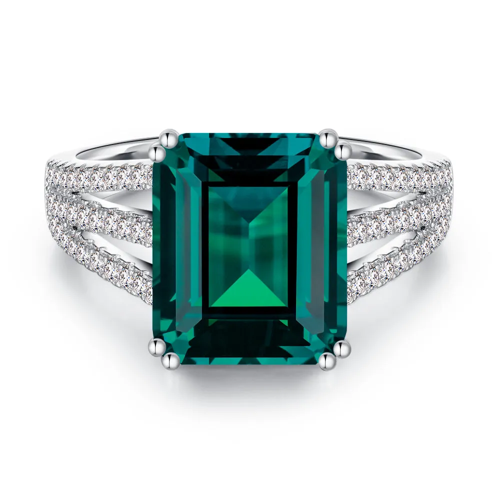 7.5 CT. Three Split Band Emerald Gemstone Ring