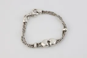 7.5" Tiffany & Co. 925 Silver Double Heart Rope Bracelet (18.38g.)