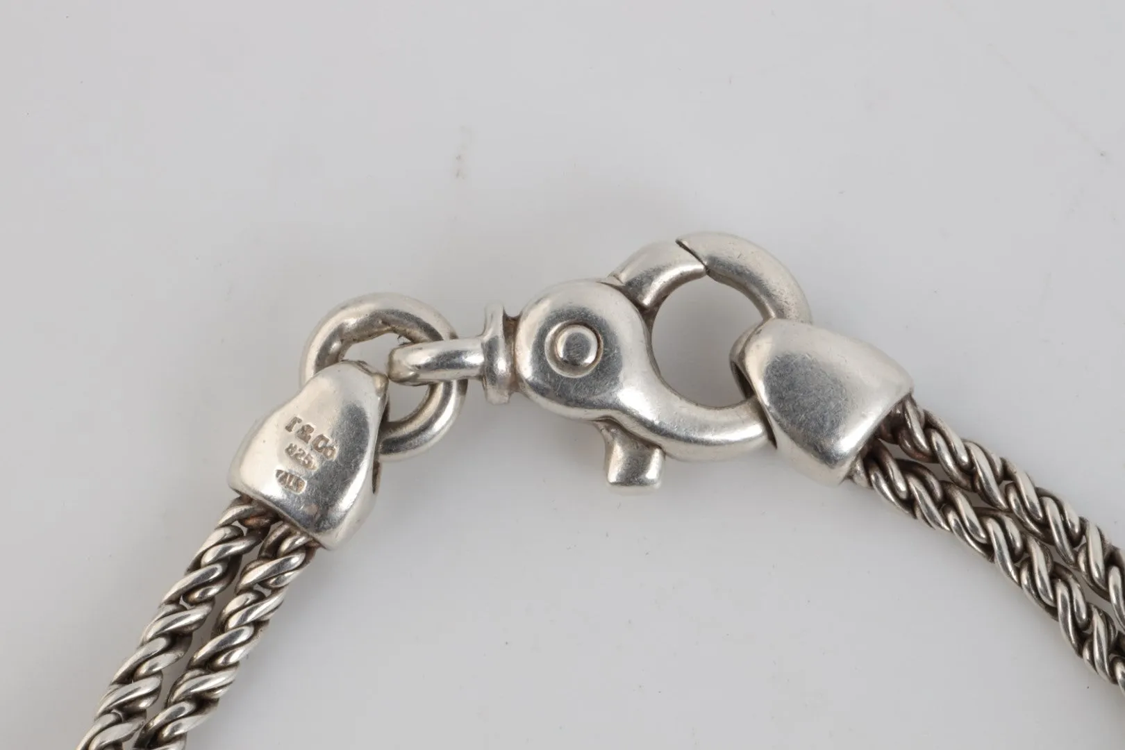 7.5" Tiffany & Co. 925 Silver Double Heart Rope Bracelet (18.38g.)