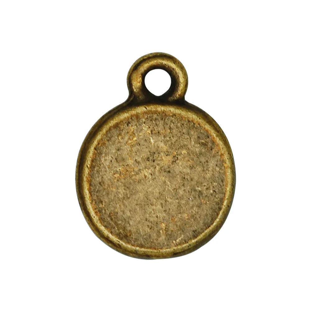 7mm Round Beaded Bezel Charm,Antique Bronze Pendnat Setting fit SS34,Jewelry Rhinestone holder,20PCS/lot