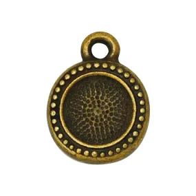 7mm Round Beaded Bezel Charm,Antique Bronze Pendnat Setting fit SS34,Jewelry Rhinestone holder,20PCS/lot