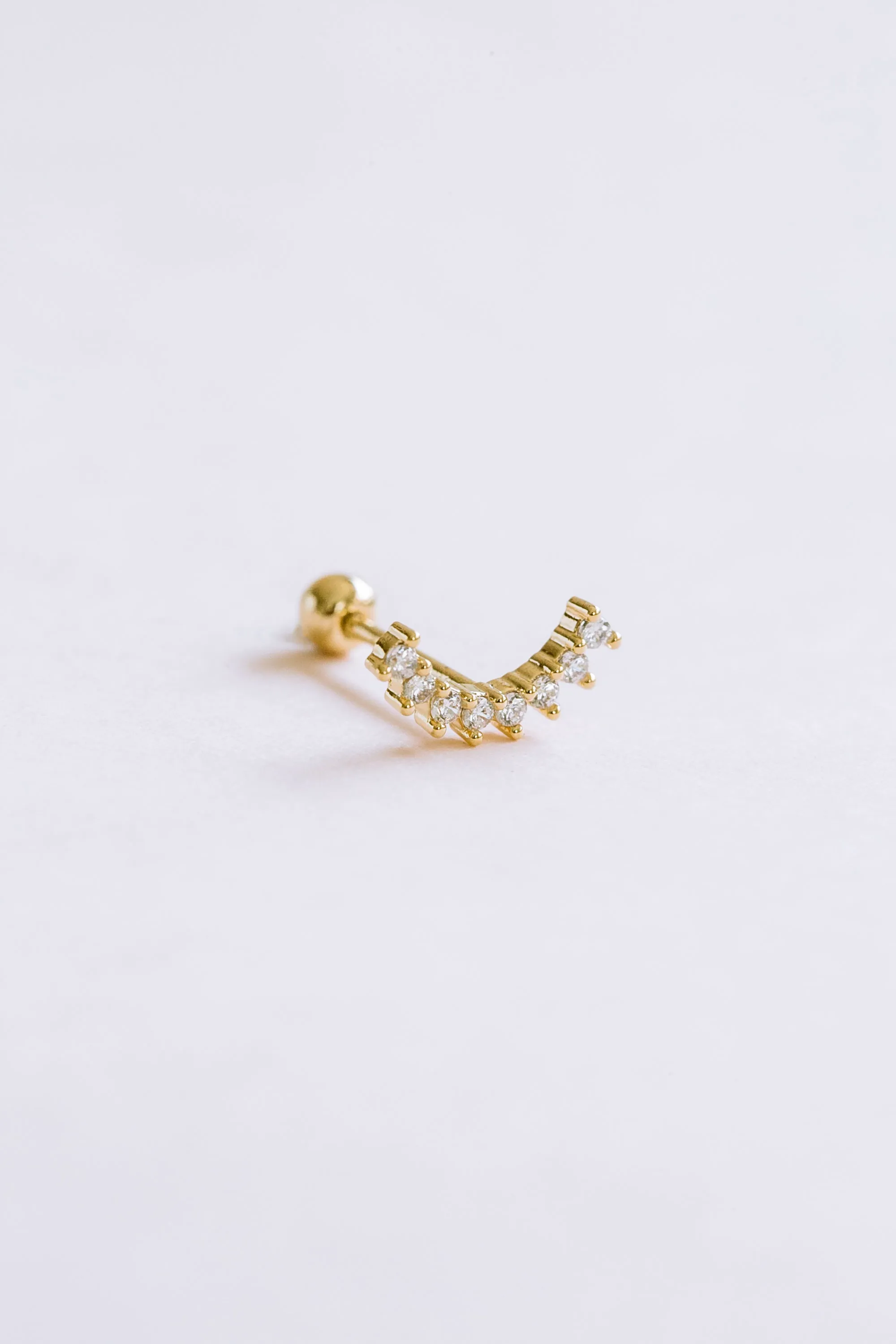 925 Cz Curved Curve Bar Stick Ear Barbell Piercing