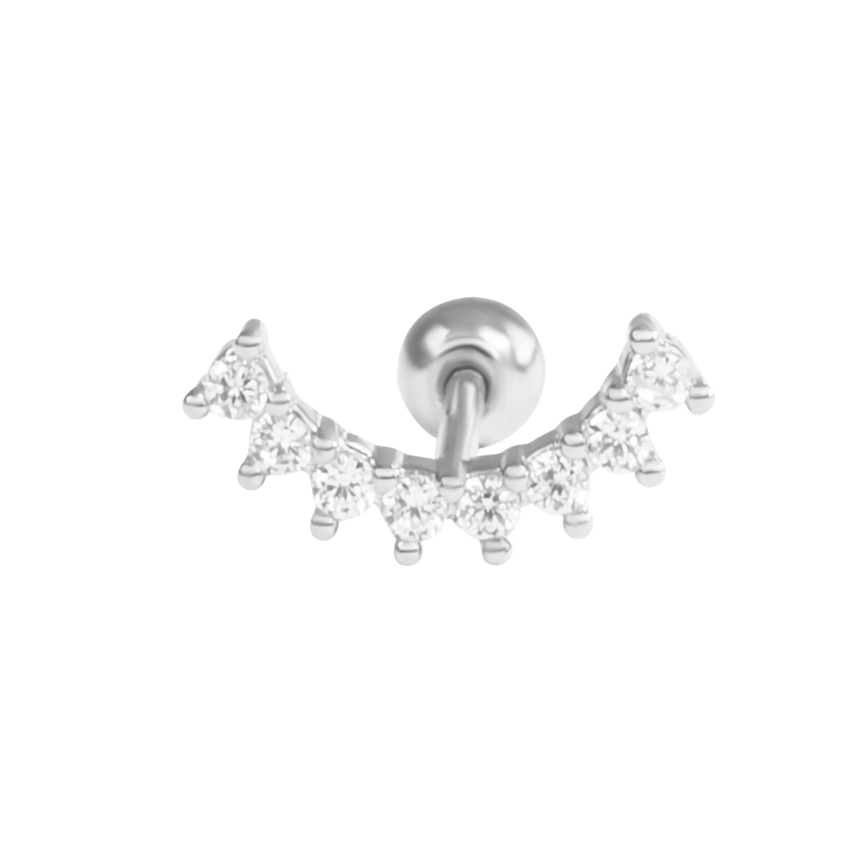 925 Cz Curved Curve Bar Stick Ear Barbell Piercing