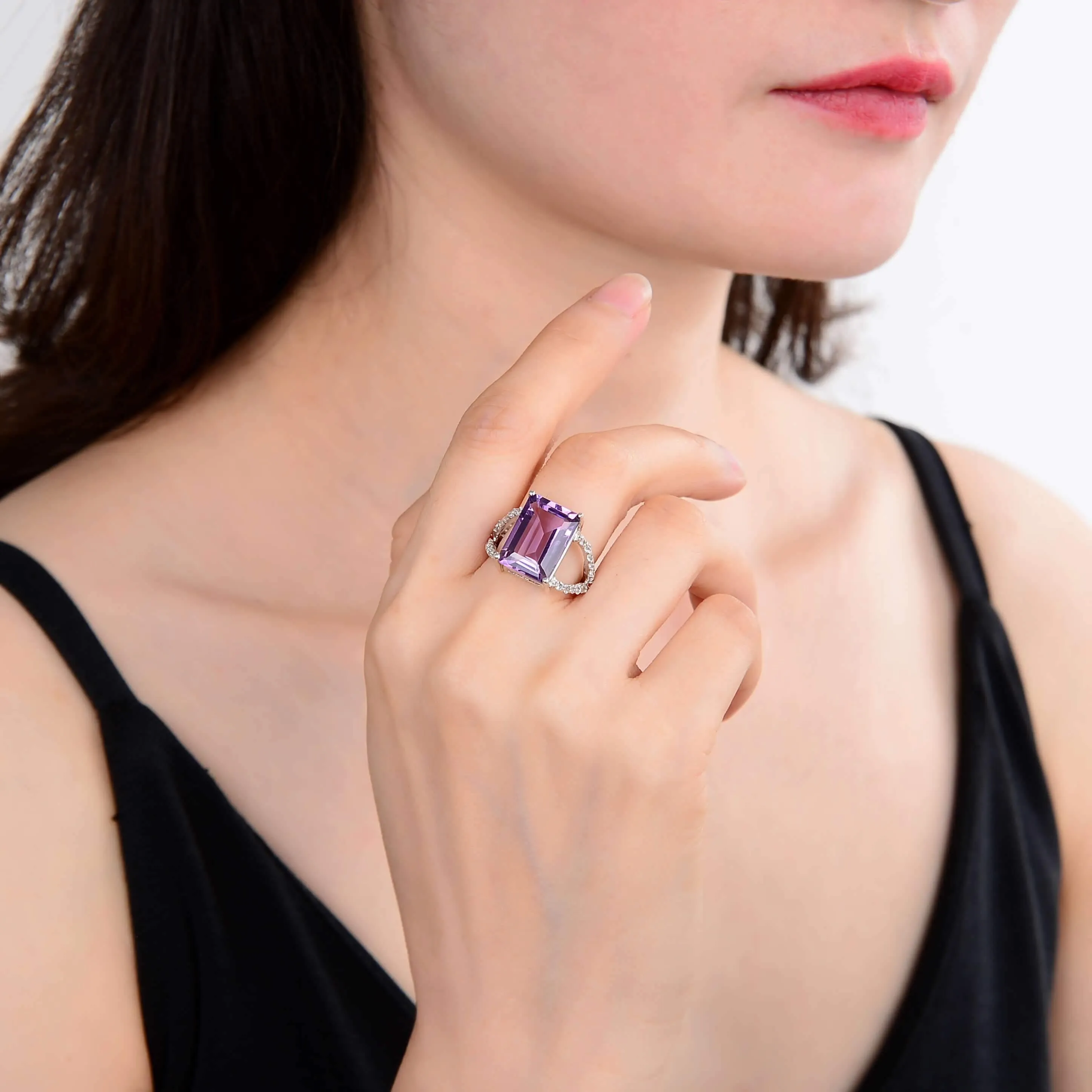 Amethyst Emerald Cut Statement Ring