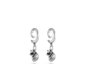 Anatomical Heart Gauged Spiral Earrings - Silver