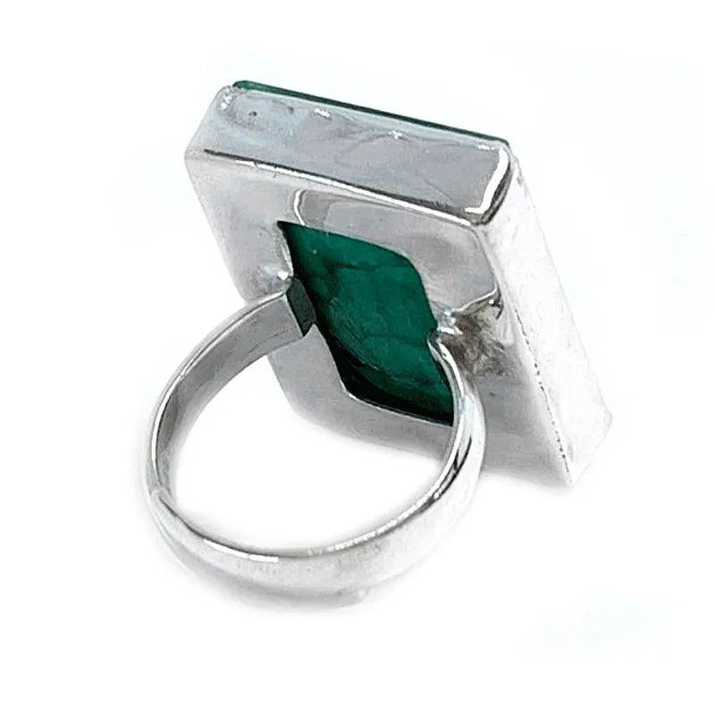 Aranya Emerald Quartz Rectangle Ring