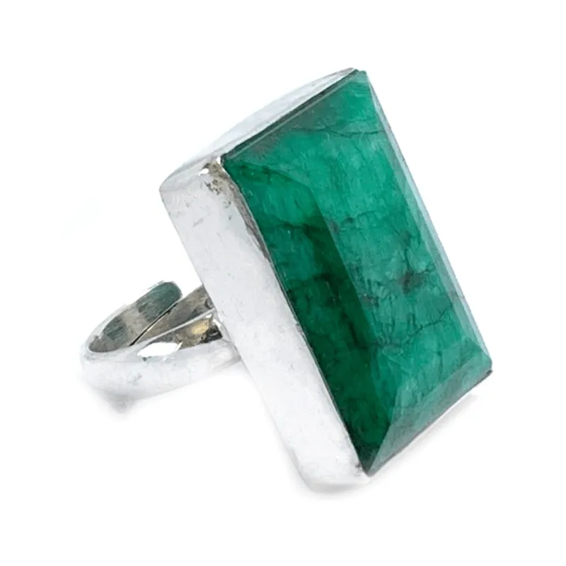 Aranya Emerald Quartz Rectangle Ring