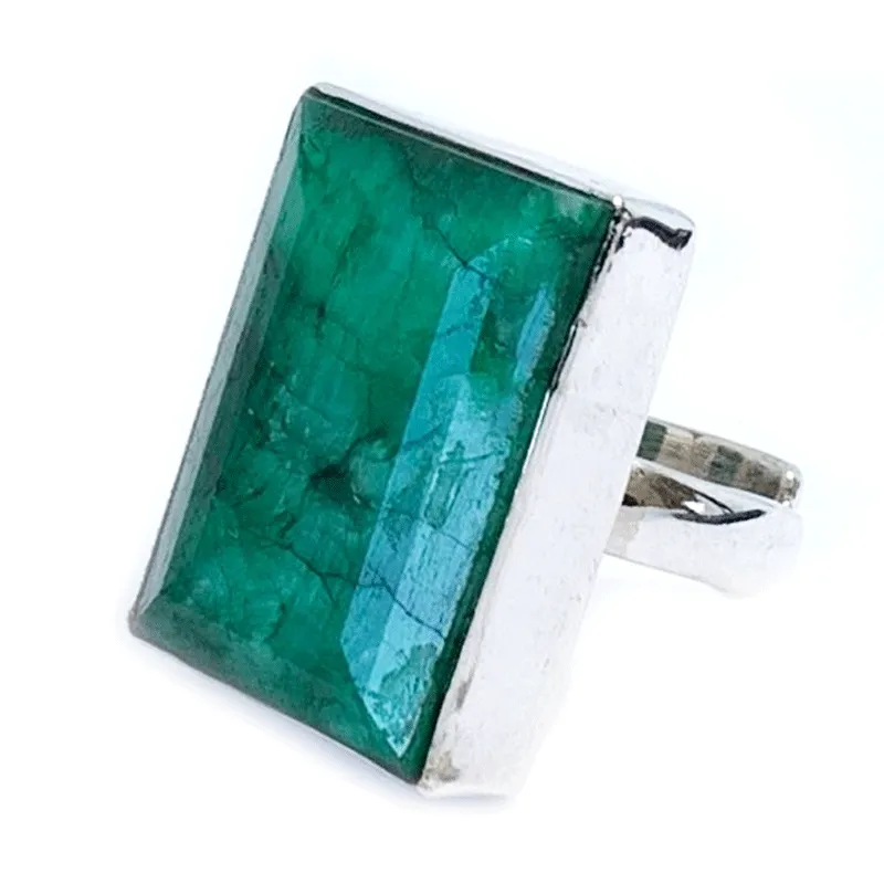 Aranya Emerald Quartz Rectangle Ring