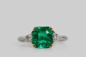 Art Deco Colombian Emerald & Diamond Ring