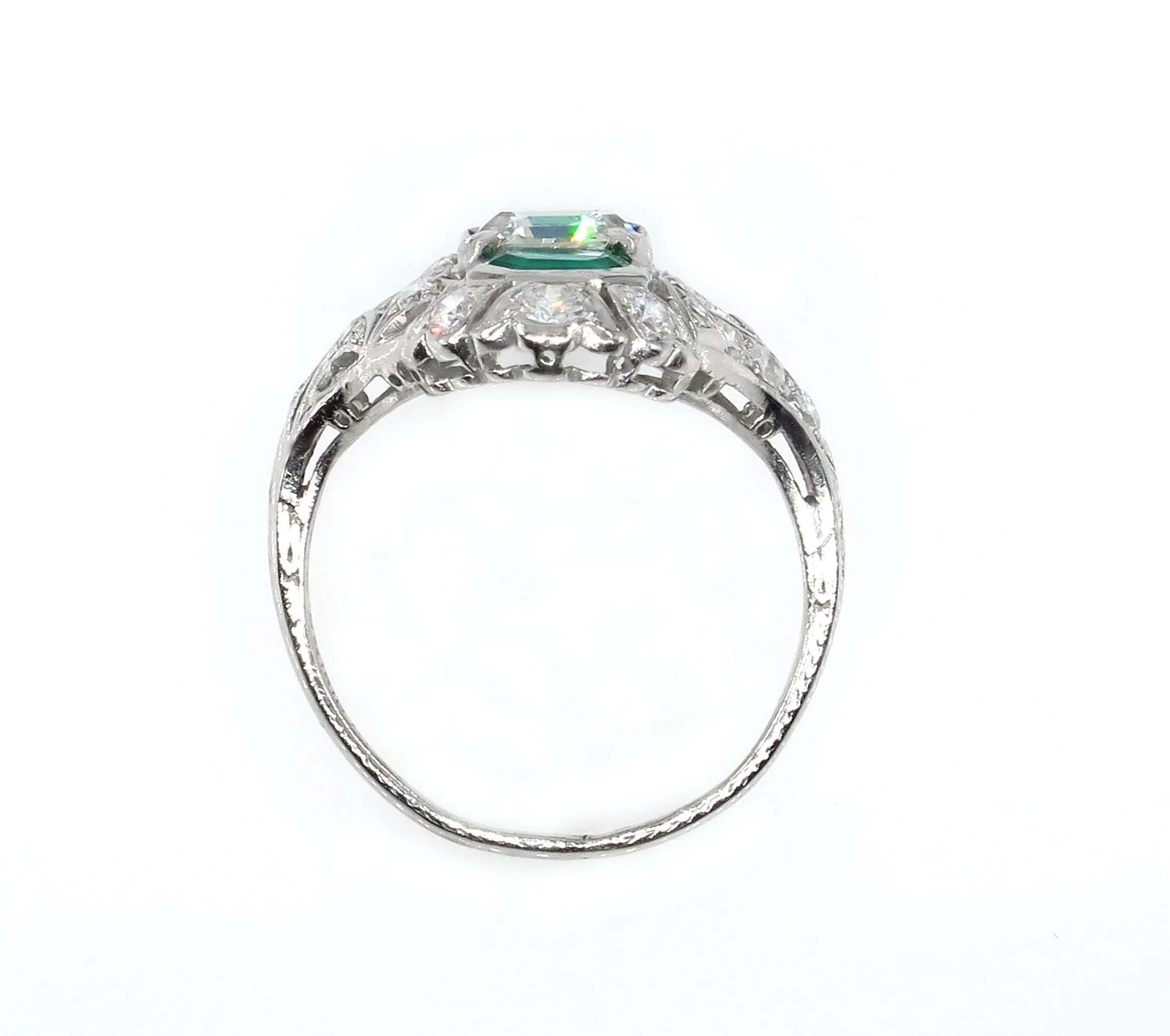 Art Nouveau 4.00ctw GIA H-VS2 Emerald Cut Diamond Platinum Ring