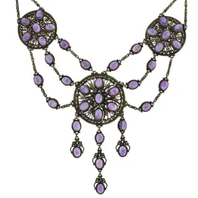 Arts & Crafts Silver Gilt & Amethyst Festoon Necklace