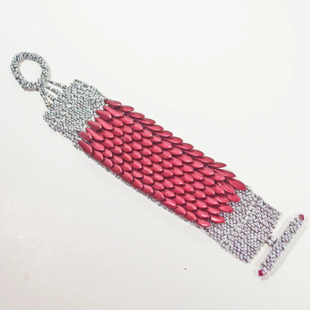 Basillia, Red Dagger Beaded Bracelet