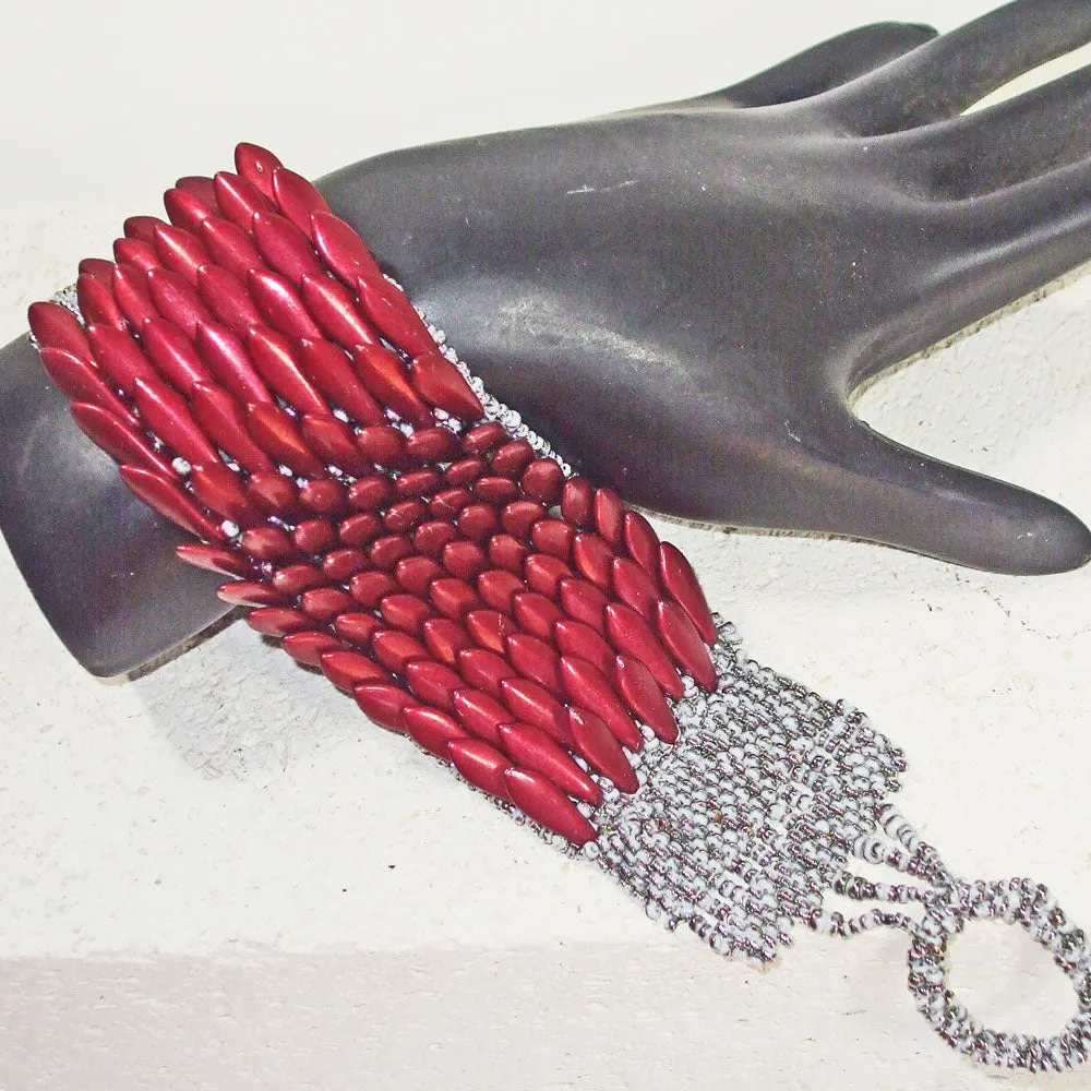 Basillia, Red Dagger Beaded Bracelet