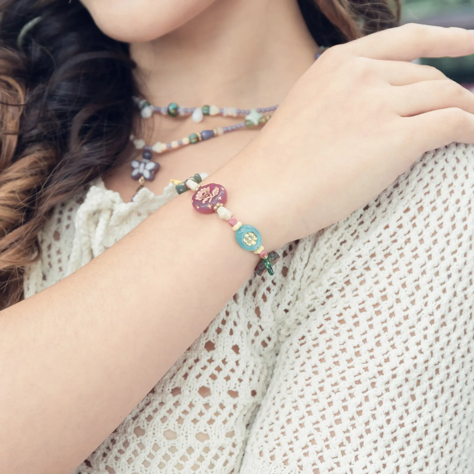 Beaded Flower Bracelet