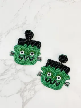 Beaded Frankenstein Dangle Earrings