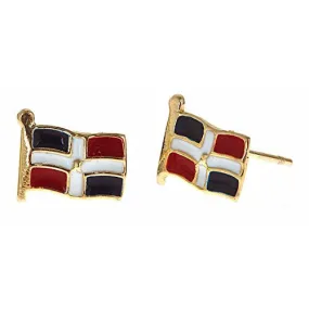 Better Jewelry 14K Yellow Gold Studs Earrings w. Dominican Republic Flag