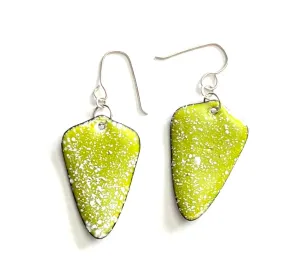 Bitter Green Speckled Enamel Earrings