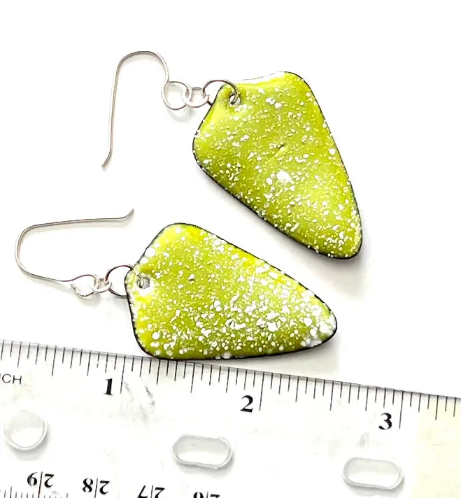 Bitter Green Speckled Enamel Earrings